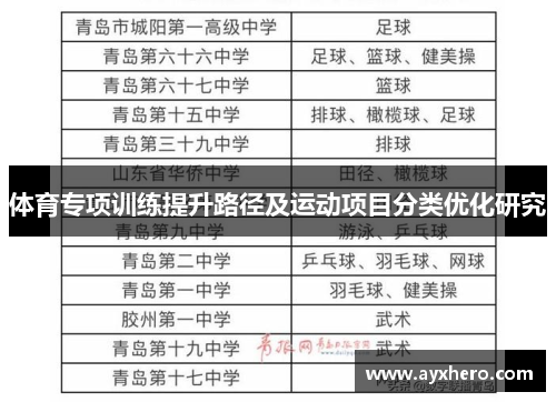 体育专项训练提升路径及运动项目分类优化研究